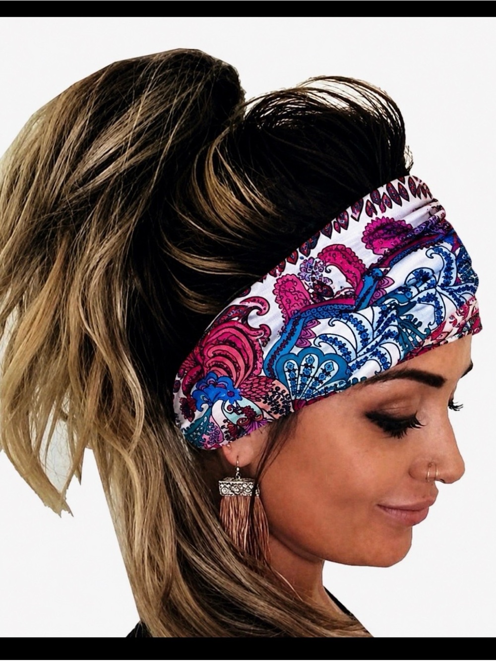 Headband Paisley Twist Headband in Teal, Fuchsia Navy with 2 pearls NWT (only 1)